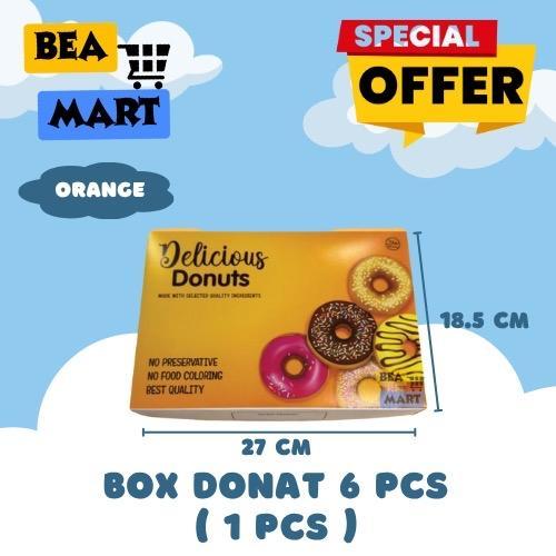 Box Donat ORANGE Isi 6 Pcs ( 1 LEMBAR ) / Dus Donut 1/2 Lusin / Kotak Donat Motif Bahan Ivory