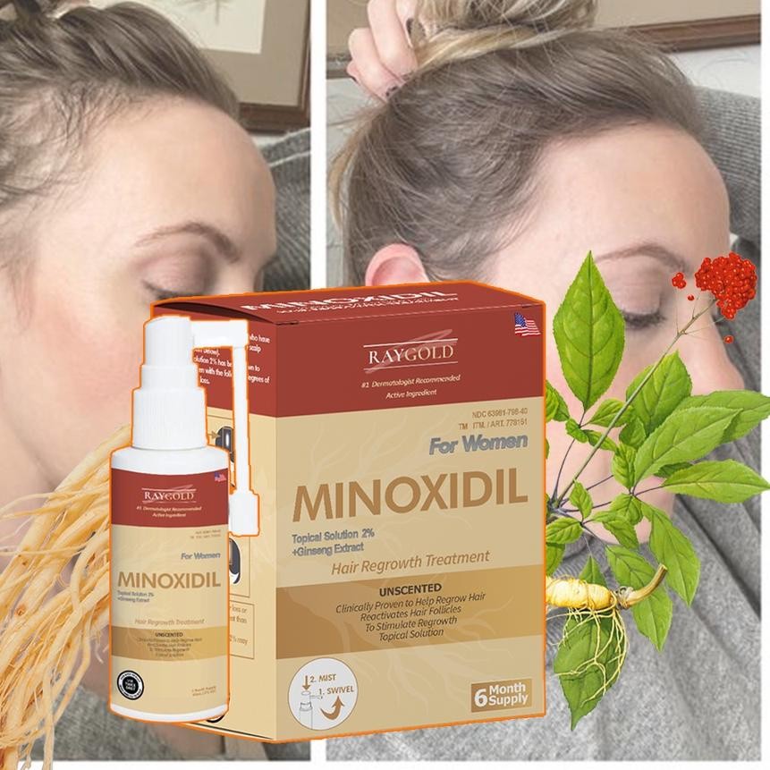 MINOXIDIL 2% for WOMEN penumbuh rambut & anti rontok kebotakan with Ginseng extract made in USA - RA