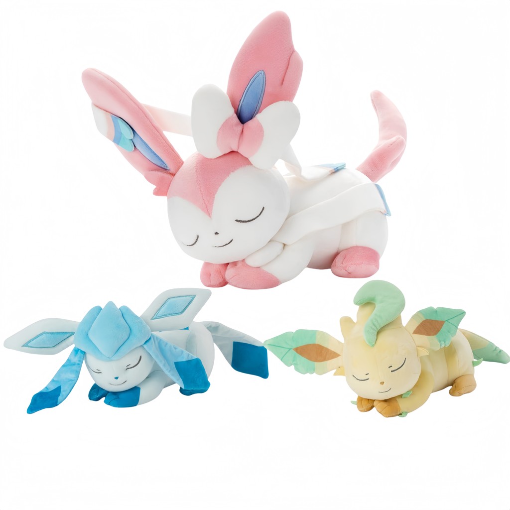 New Sleeping Pokemon Plush Toy Eevee Evolution Glaceon Leafeon Sylveon Plushies Doll Gifts