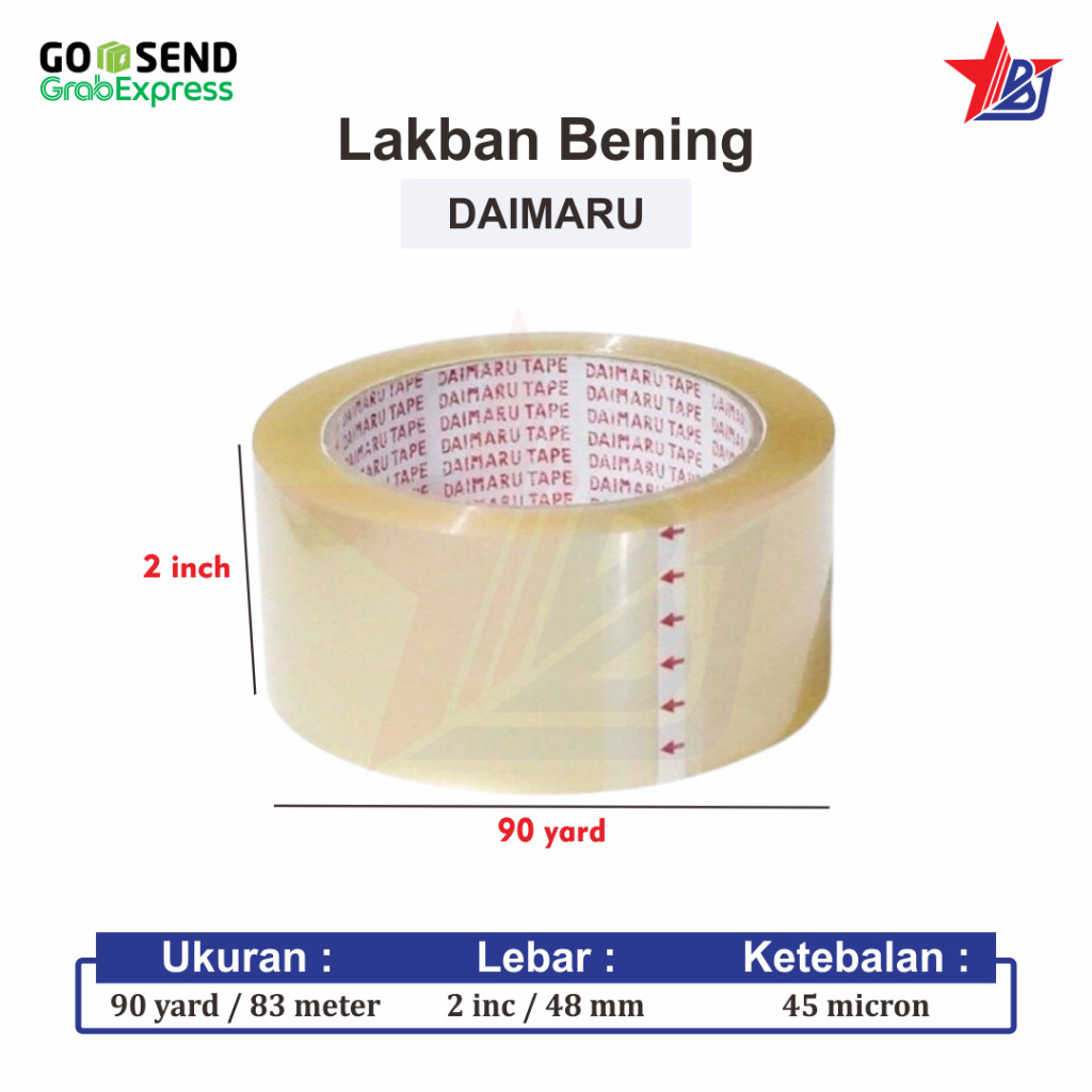 [Paket Best 1 Slop Isi 6pcs] ORI Daimaru OPP Lakban Bening 48 mm x 90 Yard (Lakban Bening 2" (6 pcs)