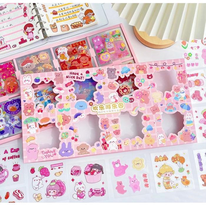 200 Lembar Stiker PVC Motif Kartun Lucu Untuk Dekorasi Scrapbook - Sweet