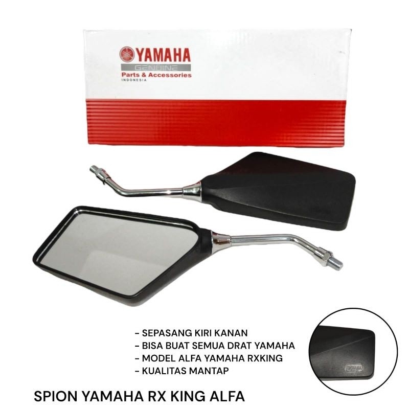 Kaca Spion Motor Model Alfa Tangkai Chrome Besi Universal untuk Honda Yamaha