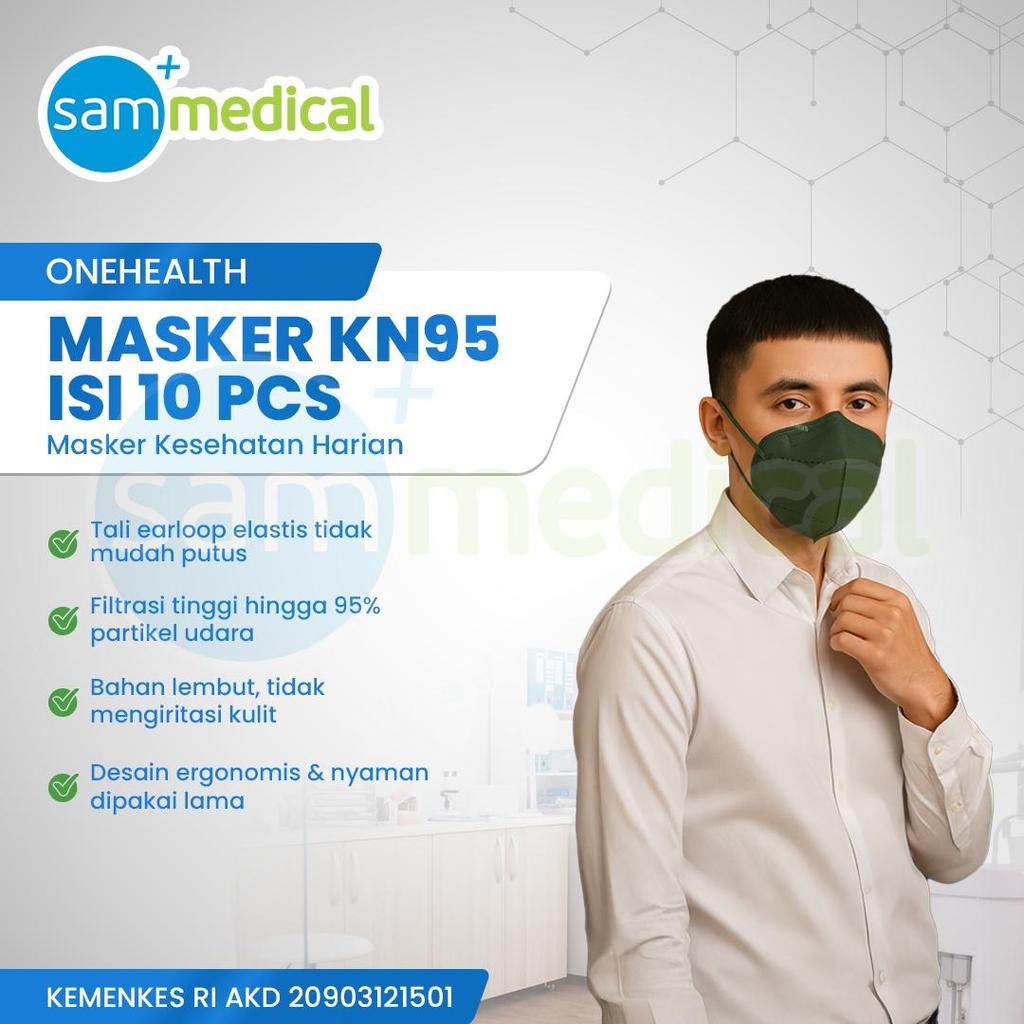 OneHealth Masker KN95 5ply isi 10pcs / Masker KN95 Earloop 5Ply Surgical Mask BFE 99%