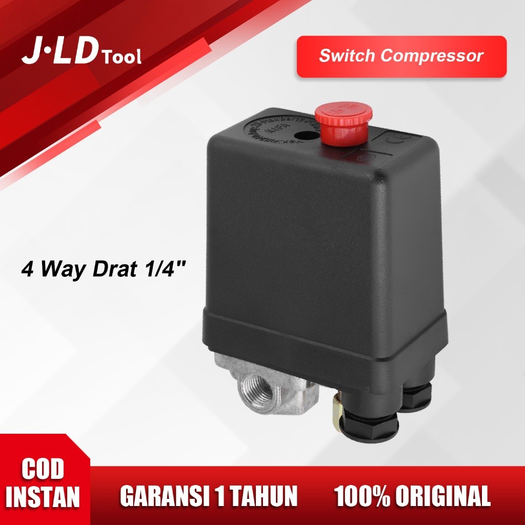 JLD Otomatis Kompresor Angin 4-Lubang Automatic Pressure Switch Compressor 4 Way Drat 1/4"