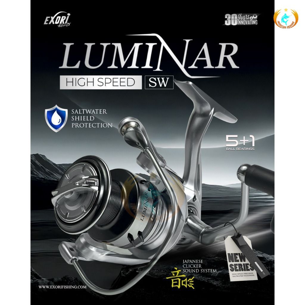 Indostar Surabaya Reel Pancing Spinning EXORI Luminar HS High Speed Salt Water Screw In Power Handle