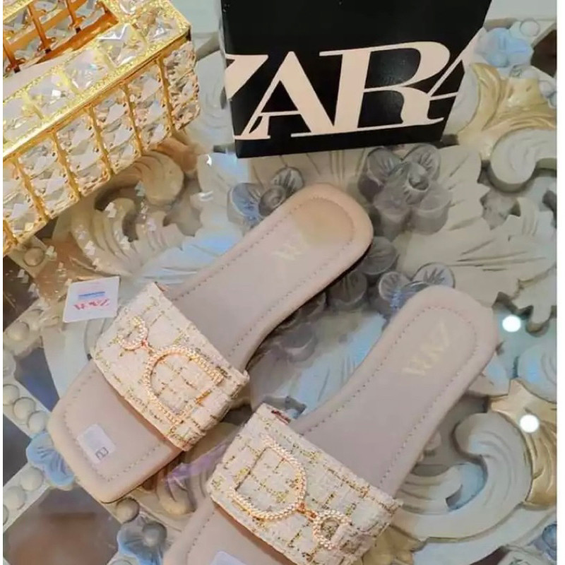 Sandal Flat Zara Sandal Zara Teplek Sandal Zara Wanita Terbaru Sandal rajut variasi kobe