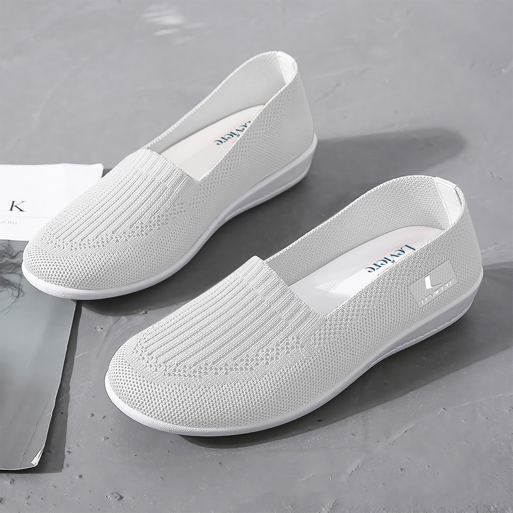 PLK Eunji  Sepatu Slip On Wanita Rajut Sepatu Tanpa Tali Shoes Slip On Ultra LV0175