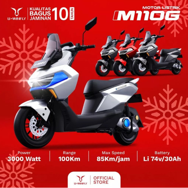 NEW Uwinfly M110G Motor Listrik Lithium 74V/30Ah Swap Baterai Lepas Pasang