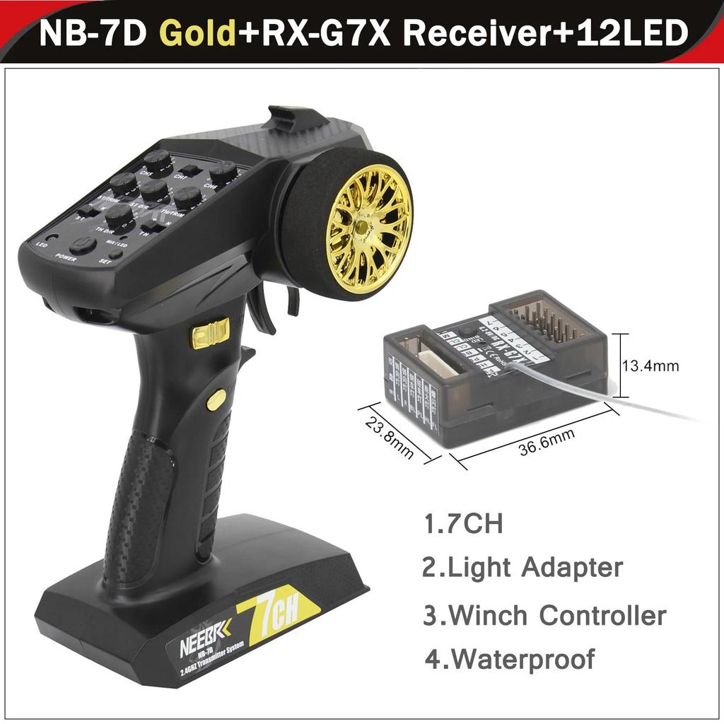 NEEBRC 7CH 24G Transmitter Adaptor Lampu Tahan Air Pengontrol Winch Sistem Radio Penerima untuk Mobi
