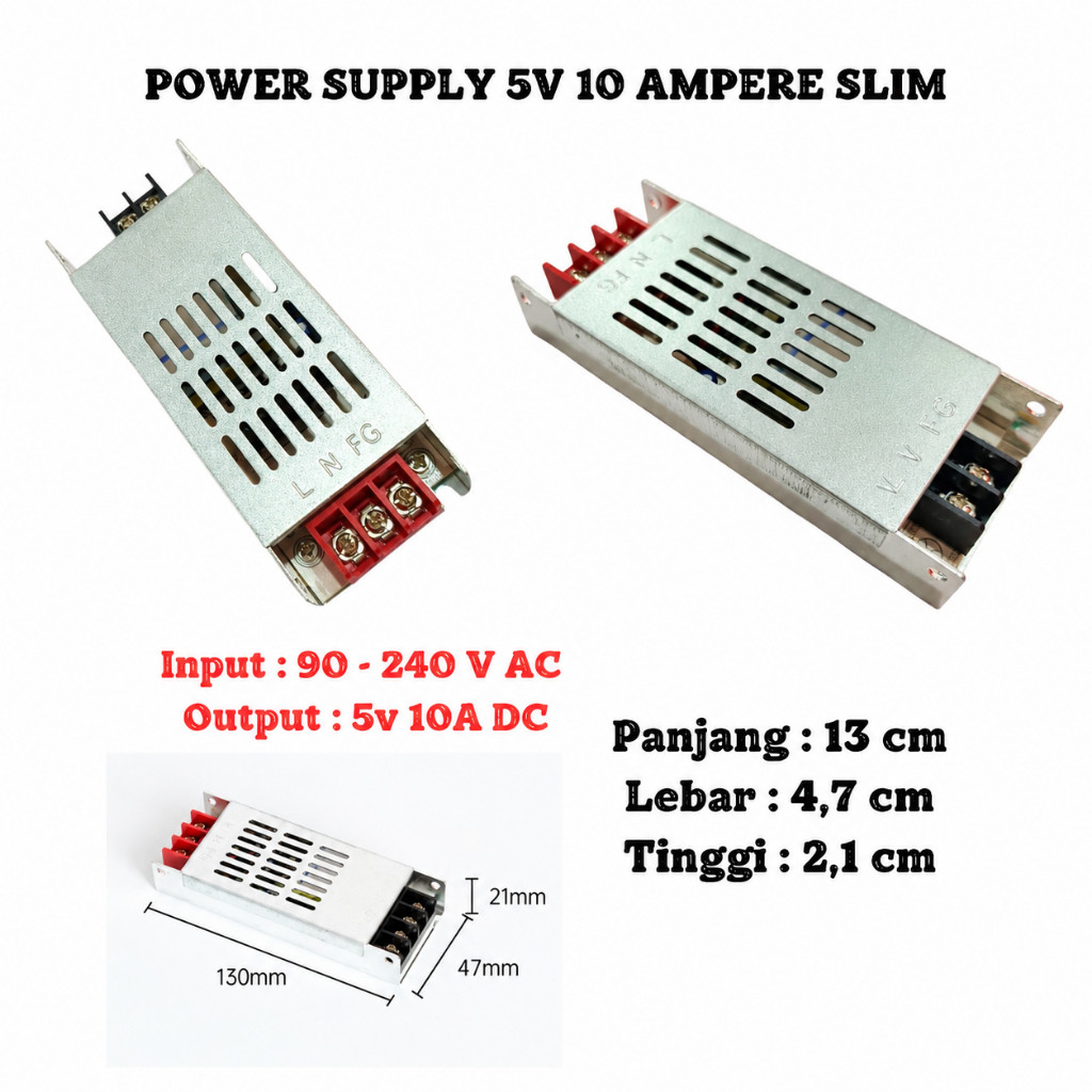Power supply 5v 10 ampere slim Psu 5v 10A tipis     Berkualitas