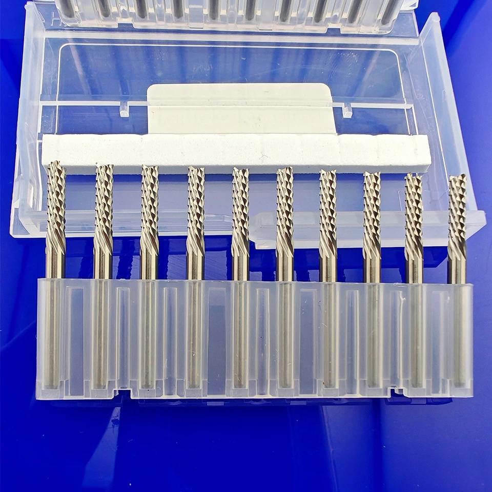 10PCS Down Cut PCB Milling Cutter Corn Teeth End Mills CNC Milling Cutter Tools Router Bits for PCB 