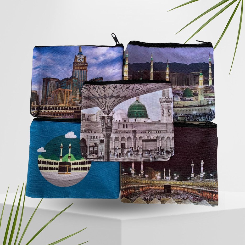 DOMPET POUCH PRINTING MEKAH MADINAH OLEH OLEH HAJI UMROH 1pcs