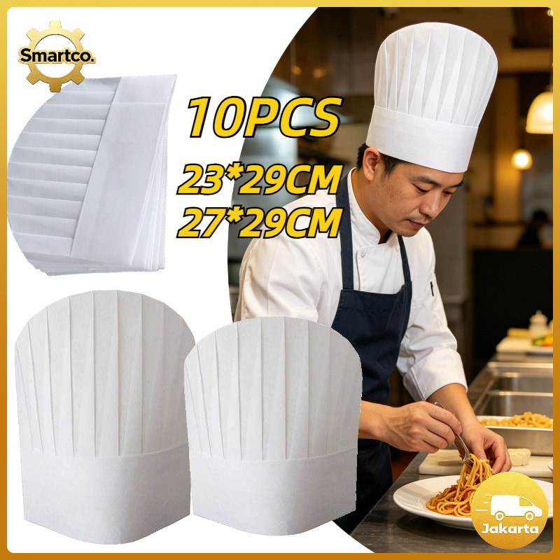 10 PCS Topi Koki Kertas Viscose Topi Chef Topi Chef Bahan Kertas Oval /29CM Chef Hat Kertas / Topi M