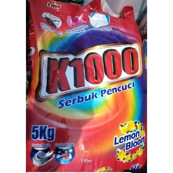 DMNO.STR Deterjen Bubuk K 1000 5kg Wangi Lavender, Lemon, Aqua Rose