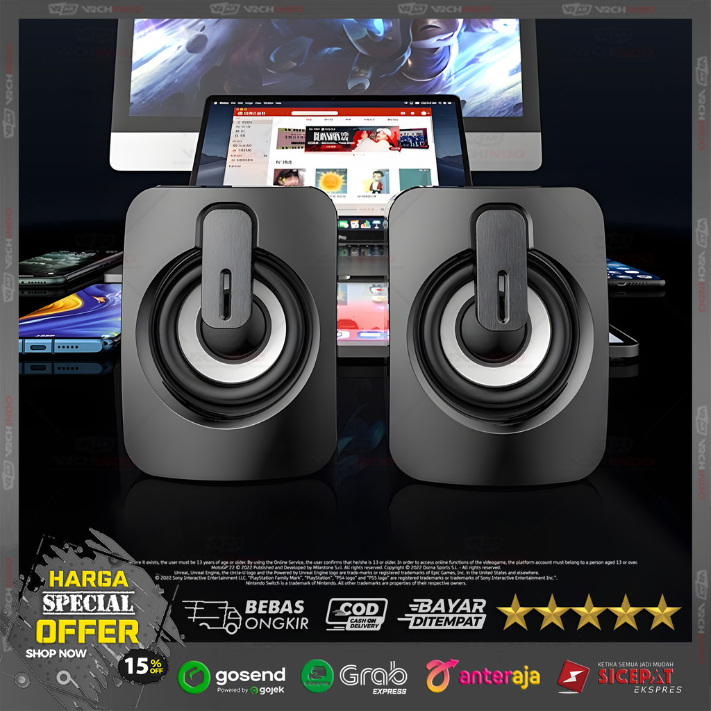 Speaker / Audio Speaker / Speaker Komputer USB Multimedia Desktop Stereo Bass Jernih Plug & Play Hig
