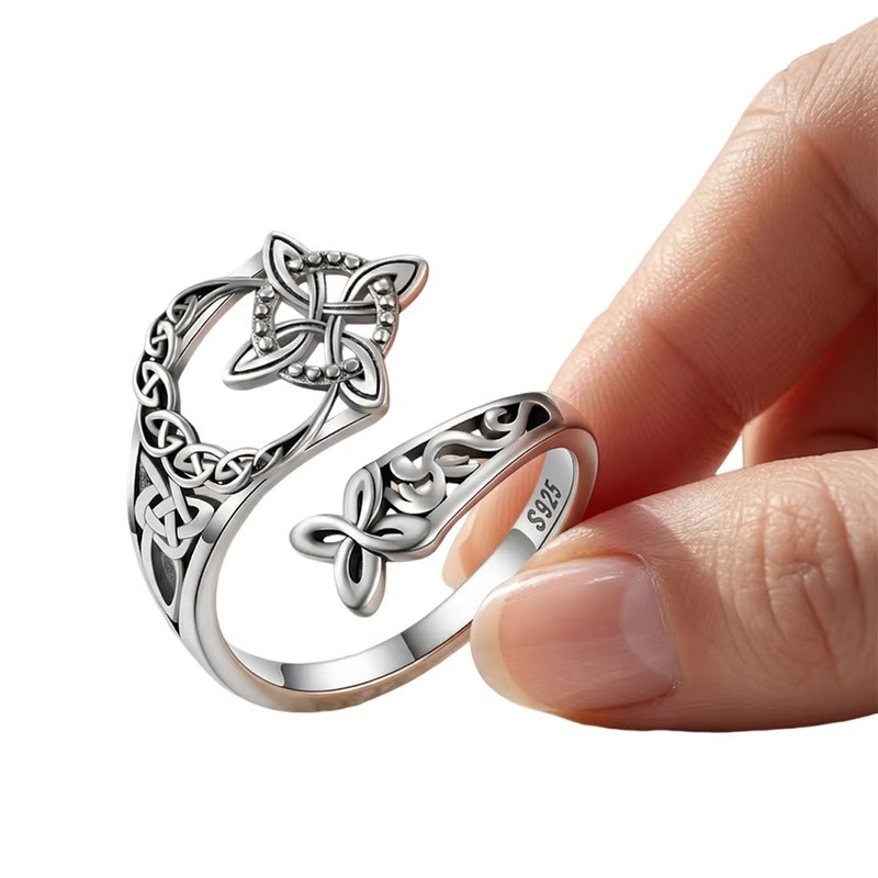 Cincin Simpul Penyihir Celtic Nudo de Bruja Perak 925 Asli Sterling Silver Cincin Simpul Penyihir ya