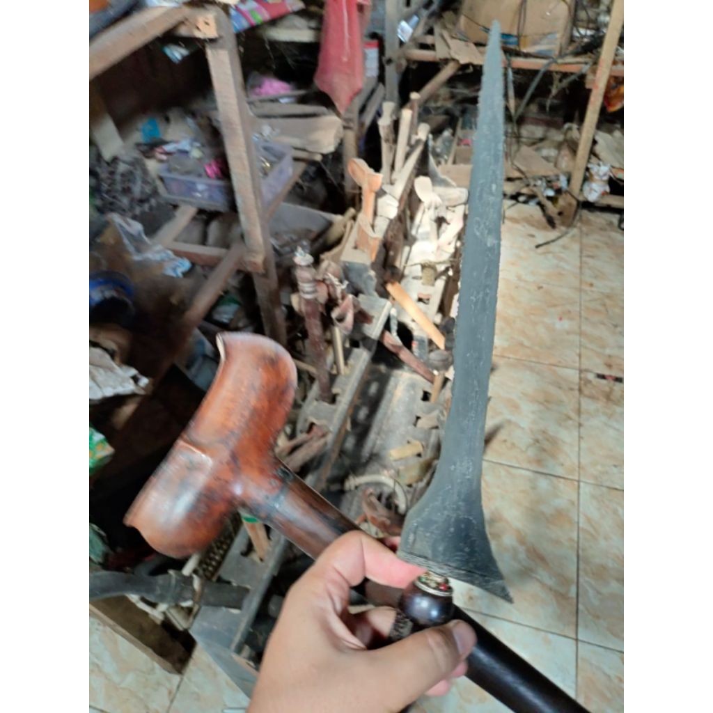 Keris Lurus Berpamor Kuno Sepuh - Bilah Keris Tradisional Jawa Melayu Lengkap Warangka Gayaman Bagus