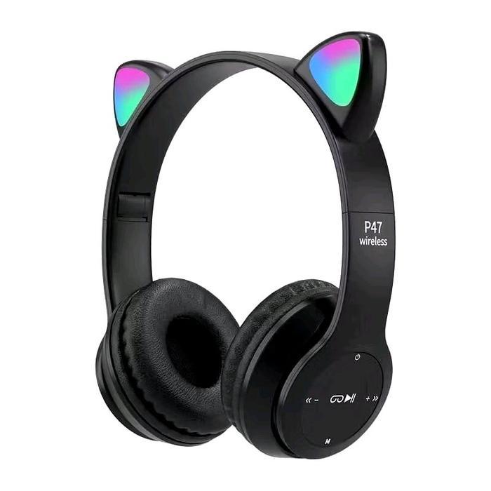 Headset Bluetooth Led Model Kucing Headset Bluetooth Wireless Headphone Gaming Led Model Kucing Earp