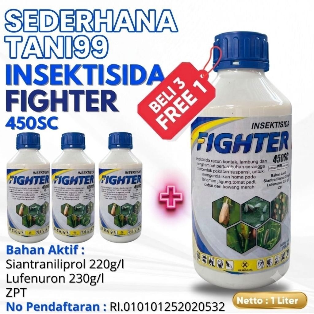 INSEKTISIDA FIGHTER 450sc 100ml Bahan Aktif Siantraniliprol 220 g/l dan Lufenuron 230 g/l ditambah z