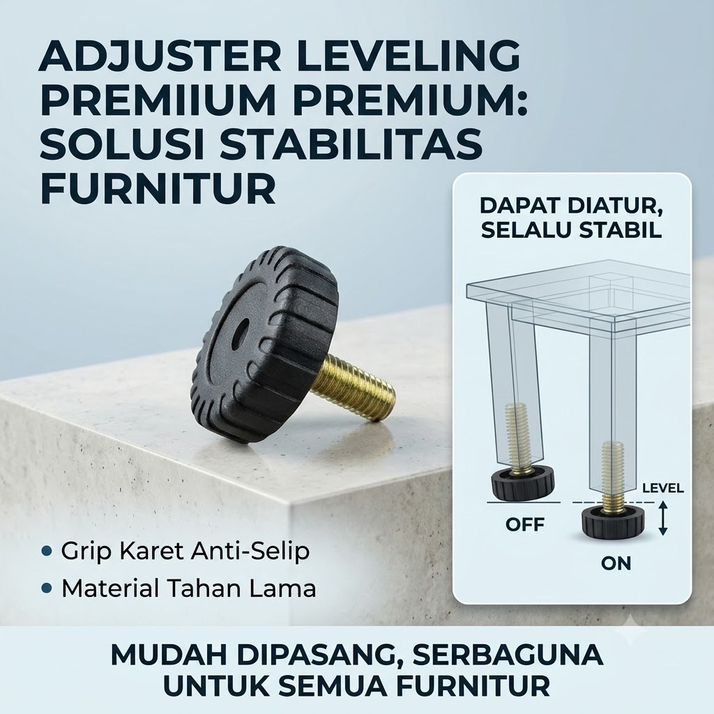 BAUT KNOP ADJUSTER M6 M8 KAKI MEJA - BAUT KNOB BAUT KEPALA PLASTIK Untuk FURNITURE FEET ADJUSTER - K