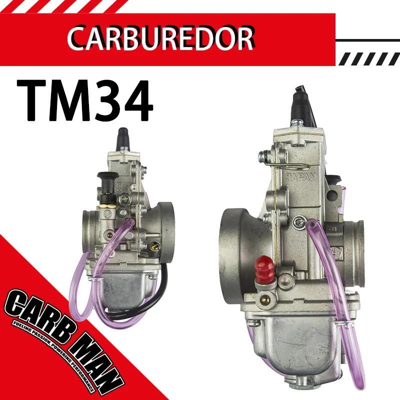 TM34 34mm Flat Slide Motorcycle Carburetor For Mikuni Honda XR250 Kawasaki TMX34 TM34-2 42-6100 50-6