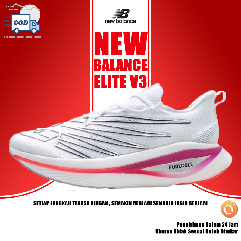 Sepatu lari maraton NB FuelCell SuperComp Elite v3 untuk pria dan wanita dengan pelat karbon