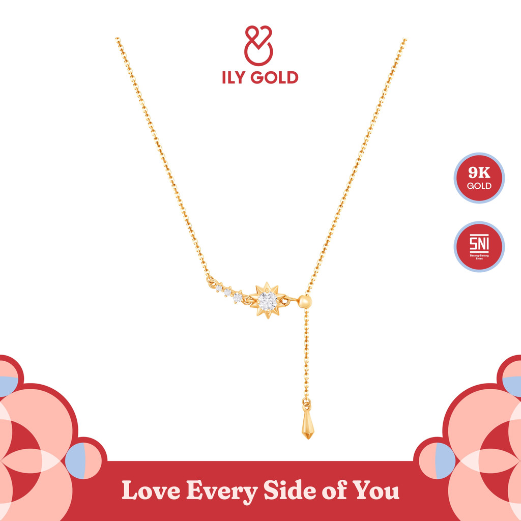 ILY GOLD - Kalung Emas Wanita Bromo Ethereal Sun 9K - NC230127