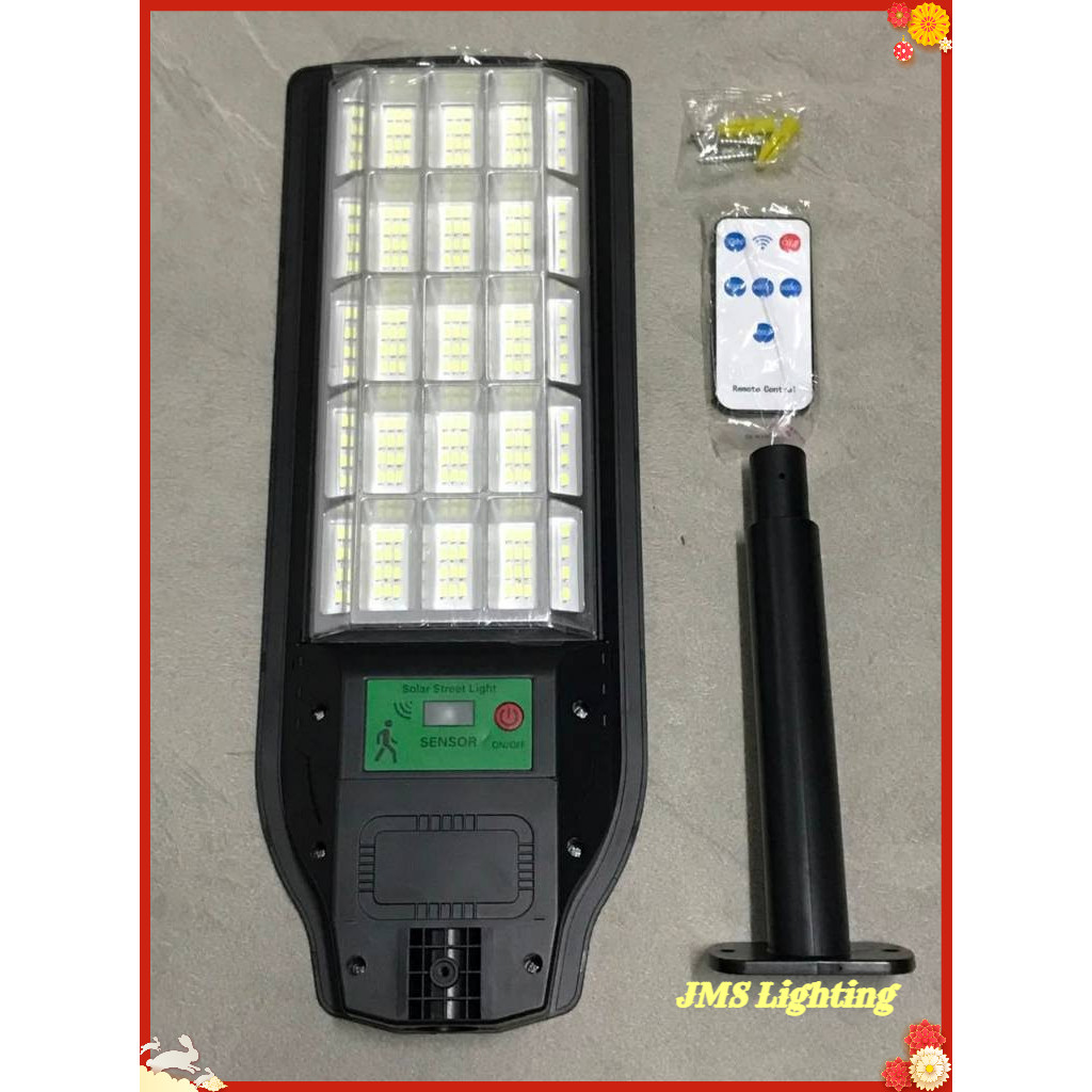 PJU SOLAR 200W CAHAYA PUTIH LAMPU JALAN 200 WATT 6500k PJU 200W REMOTE + RADAR SENSOR + TIMER