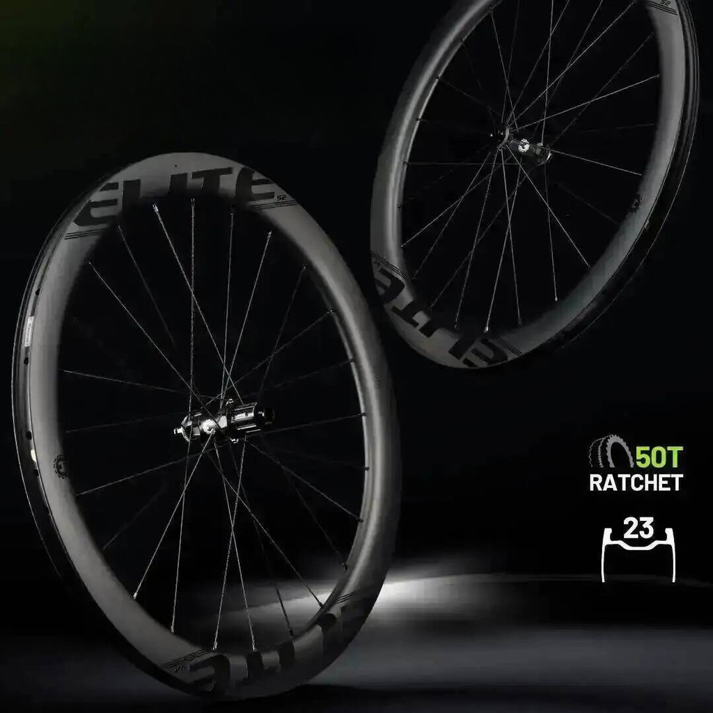 ELITEWHEELS EDGE DISC 3.0 Carbon Wheelset Ratchet System 50T Wing 20 Spoke UD Matte Raw Carbon Cente