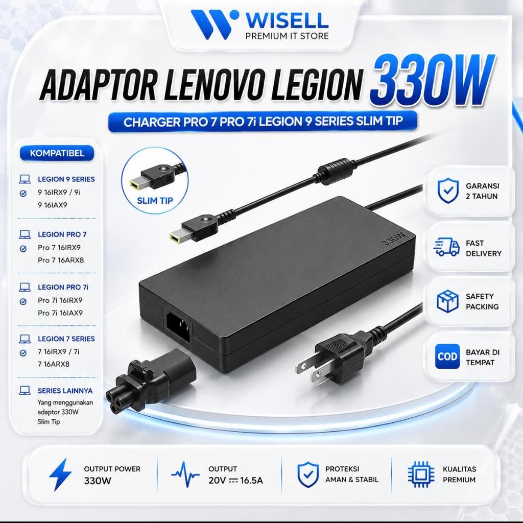 Adaptor Lenovo Legion 330W Charger Pro 7 Pro 7i Legion 9 Series Slim Tip
