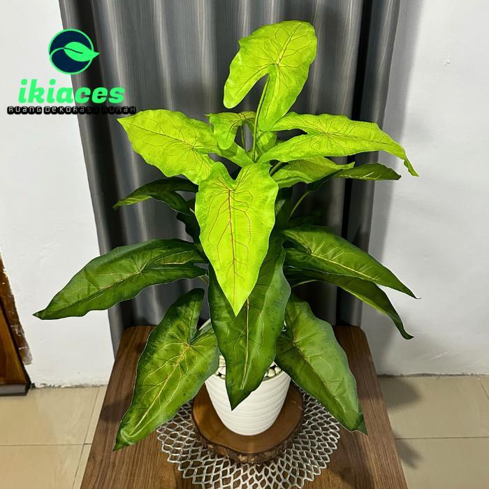 DAUN CALADIUM ARTIFISIAL DAUN KELADI JUMBO PLASTIK BUNGA HIAS SUDUT RUMAH DEKORASI BUNGA PLASTIK - C