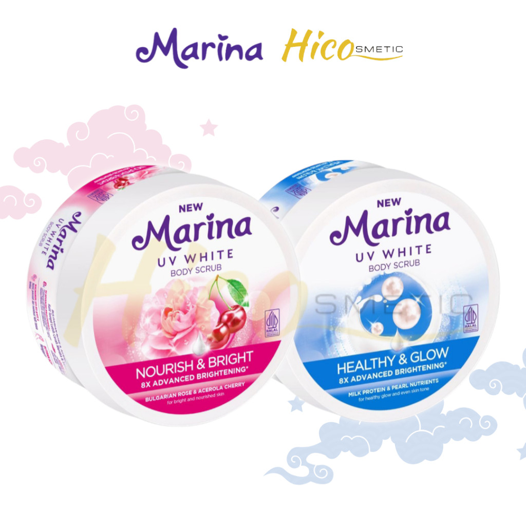 PB Marina UV White Healthy & Glow Body Scrub  180gr | Merah Jingga Official