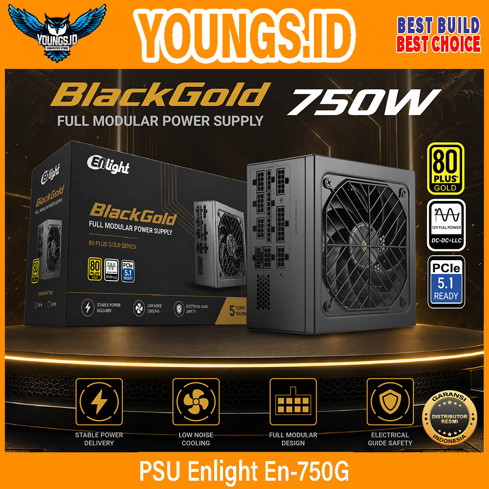 PSU Enlight En-750G BlackGold 750W 80+ Gold Full Modular PCIE Gen5 - Power Supply