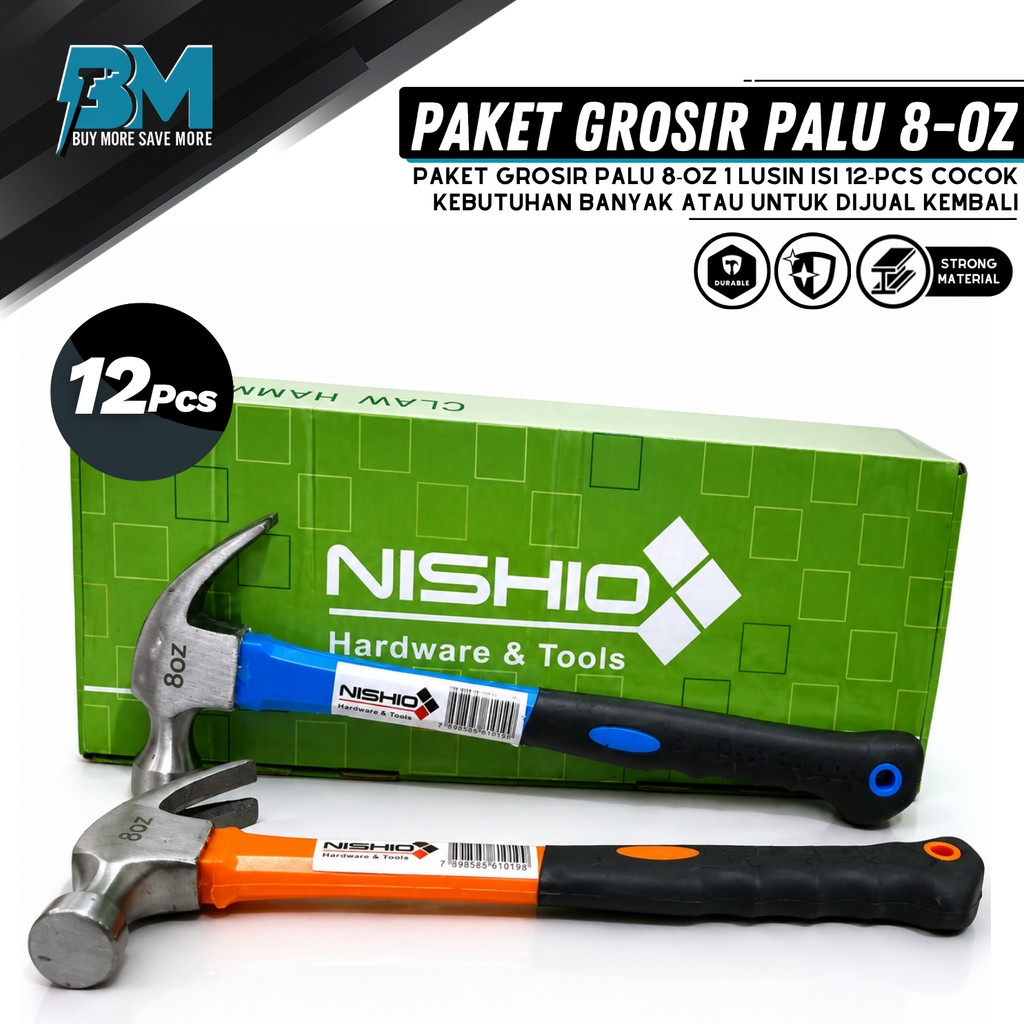 1 LUSIN 12 PCS Palu Kambing Gagang Fiber Gerigi Magnet VPR 8 Oz
