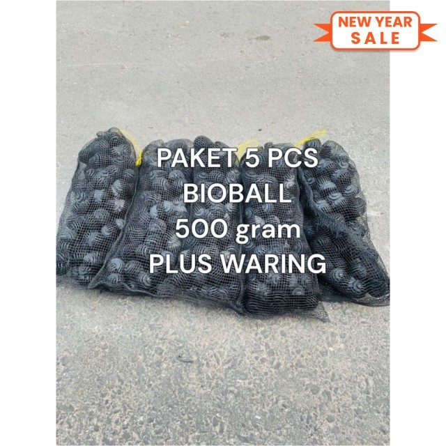 Paket bioball plus waring 500 gram 5 pcs / bioball plus waring / bioball / media filter koi / media 