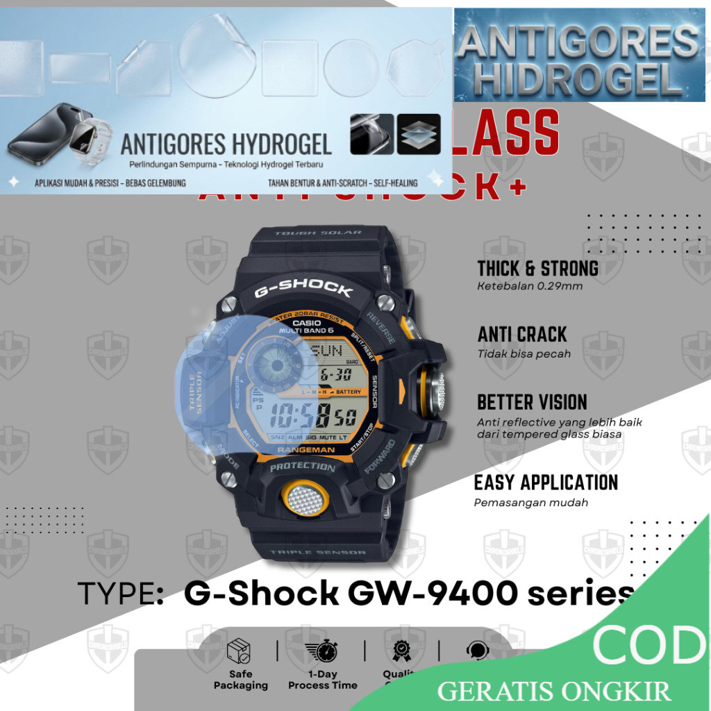 AntishockHYDROGEL   untuk G-Shock GW9400 GW 9400 GShock GW-9400