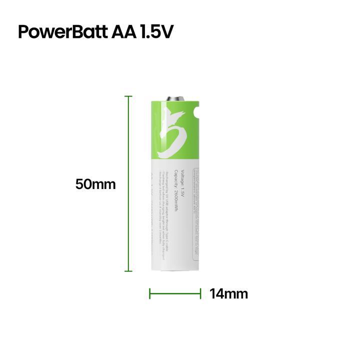 Baterai Cas Isi Ulang Smartoools PowerBatt AA 1.5V Type-C USB - Baterai AA, 1pcs Baterai