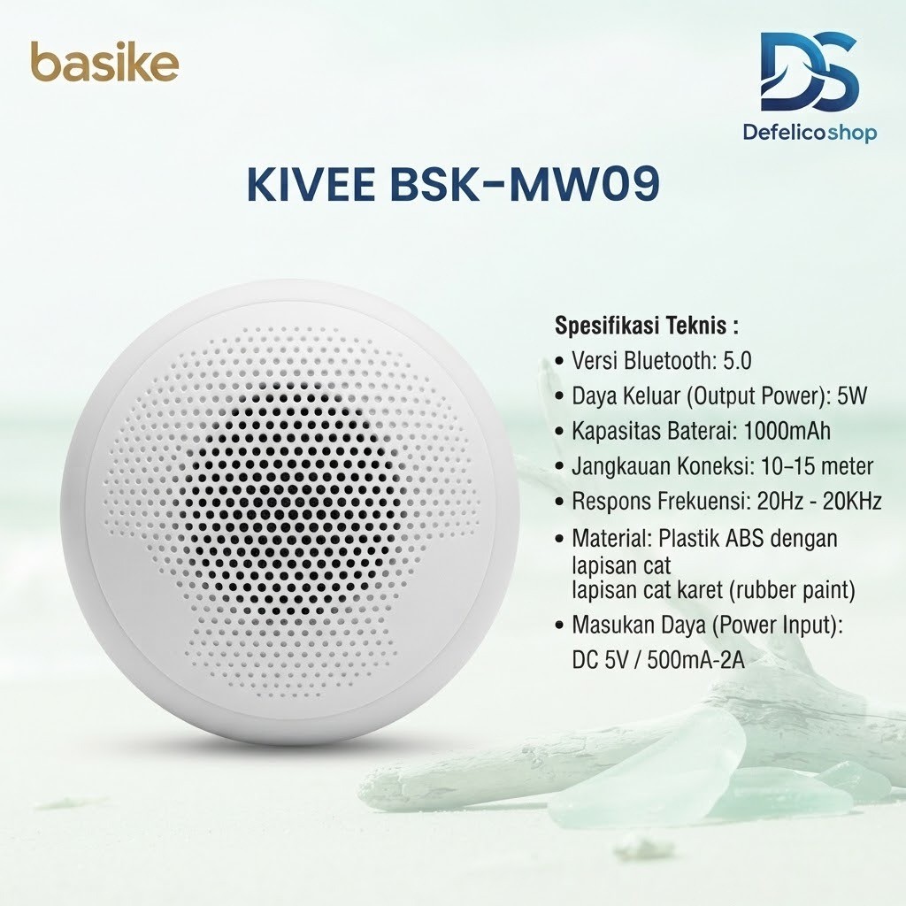 Speaker Bluetooth Basike Kivee BSK-MW09 Putih Premium