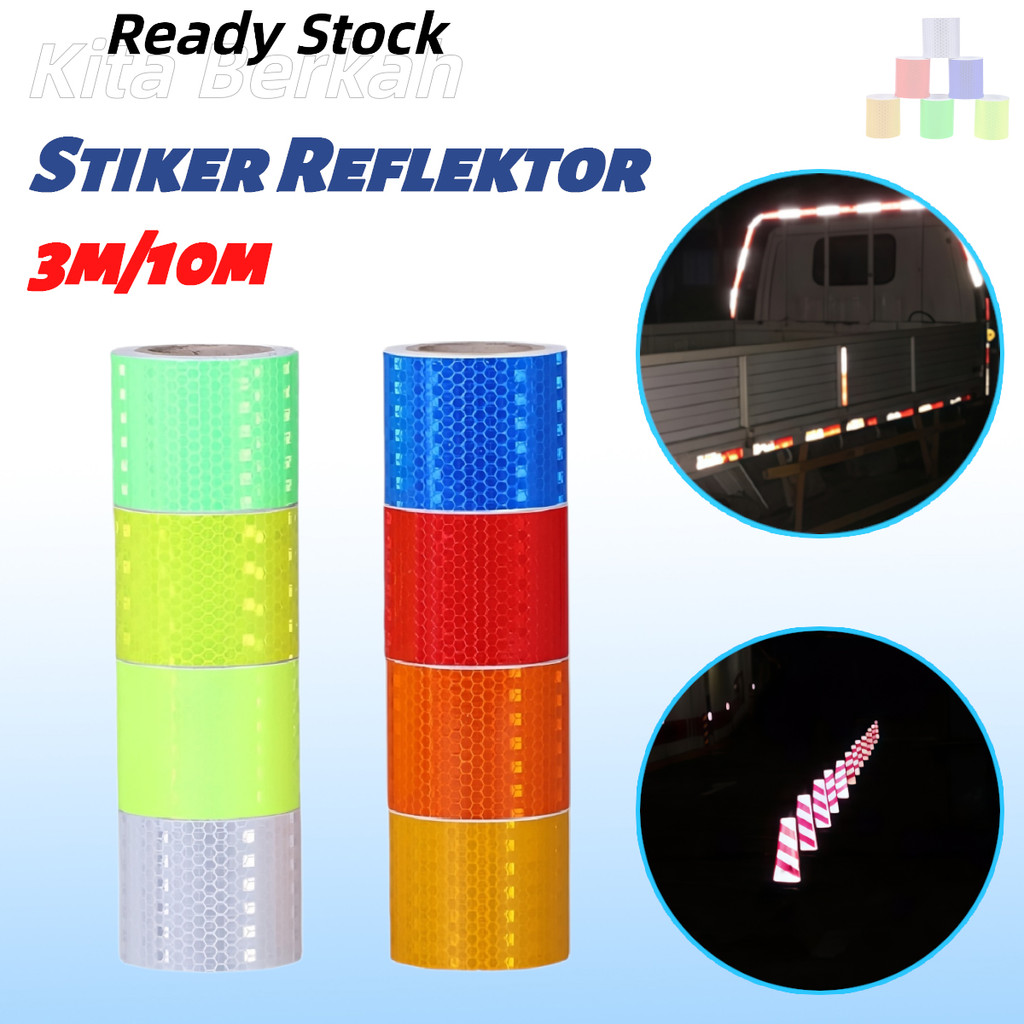 3/10M Stiker Reflektor Pemantul Cahaya Mobil Sticker Reflektif Roll Truk Mobil Box Motor Safety