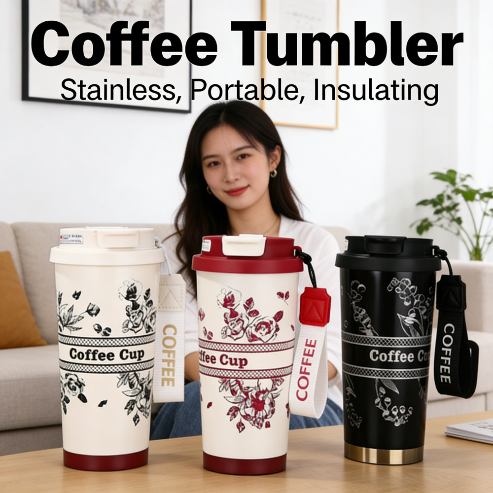 Botol Cangkir Kopi Tumbler Minum 530ml Mug Portable Tumbler Termos Stainless Coffee Tumbler Kopi Ken