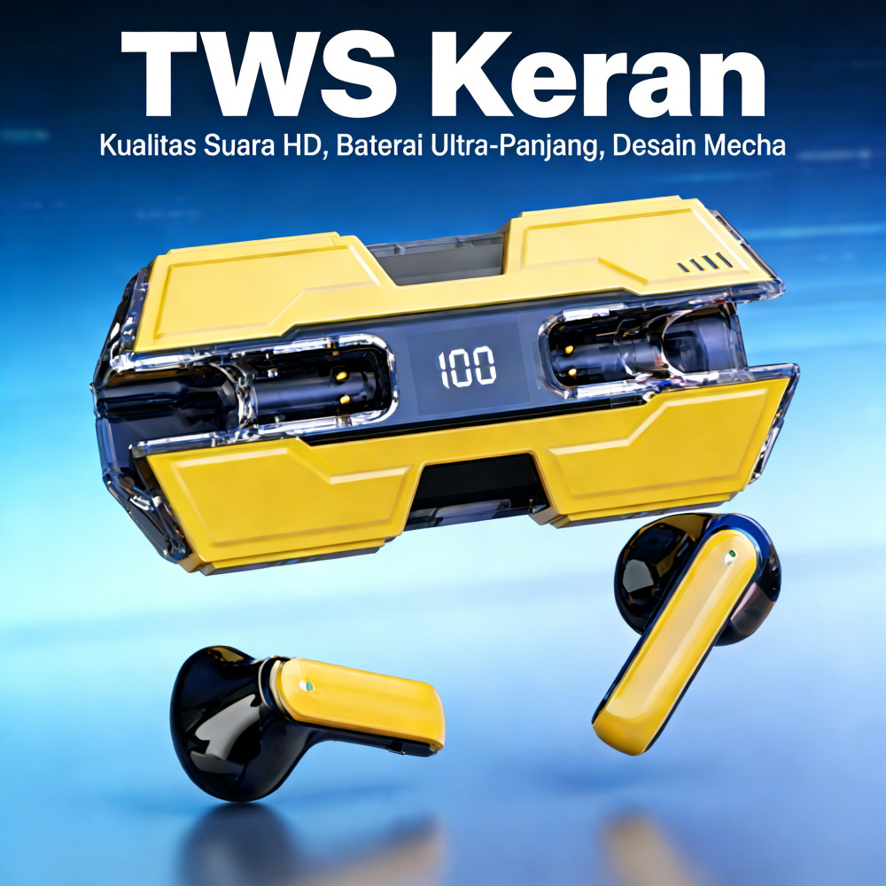 kualitas suara HD Headset Bluetooth ultra-panjang tampilan kapal perang TWS tampilan mecha keren mec