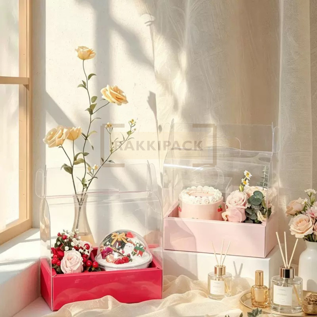 box kotak mika handle cake dessert bunga