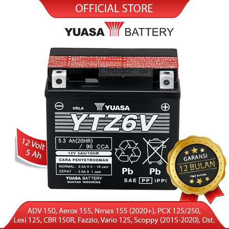 Yuasa Aki Motor YTZ6-V MF 100% ORIGINAL YUASA YTZ6V ACCU KERING MOTOR SATRIA FU SATRIA 150 SATRIA IN