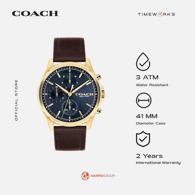 Coach Oliver Multifunction Brown Leather Strap - Jam Tangan Pria - 14602781
