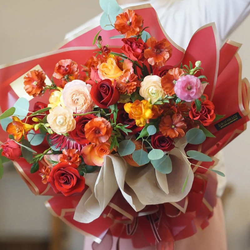 

20 Lembar Flower Wrapping Paper Varian List Gold Emas Kertas Buket Bunga Cellophane Florist Goldline