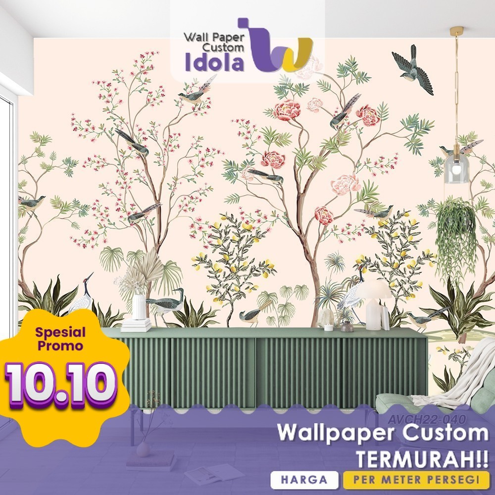 Wallpaper Custom | Wallpaper Custom Ruang TV | Wallpaper Custom Motif Chinoiserie 3 | Wallpaper Cust
