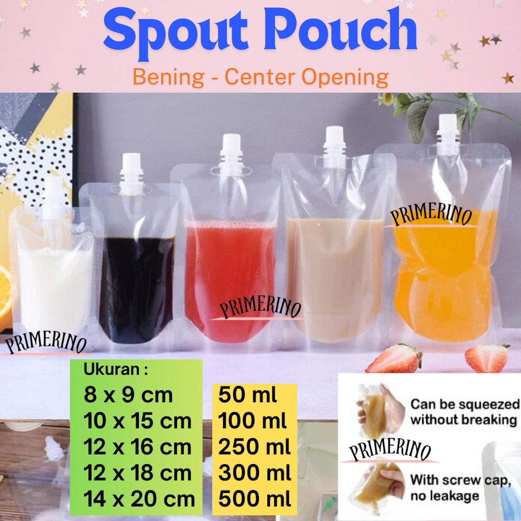 Standing Pouch SPOUT BAG Center Opening Spout Pouch Bening Kemasan Minuman Kemasan Serbaguna Food Gr