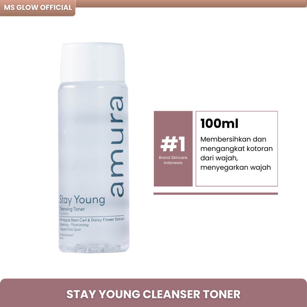 OFFICIAL Amura Stay Young Cleanser Toner 100ml Toner Wajah Pembersih Muka Melembapkan Menghidrasi Ku