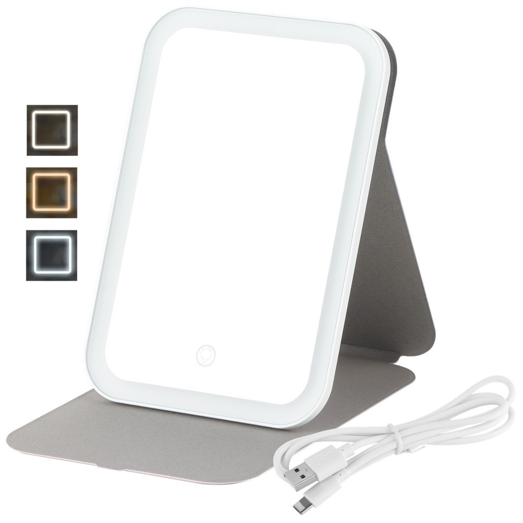 Portable LED Makeup Vanity Mirror For Travel With 3-Color LED Light 360 Degrees Adjustable Mirror Fo