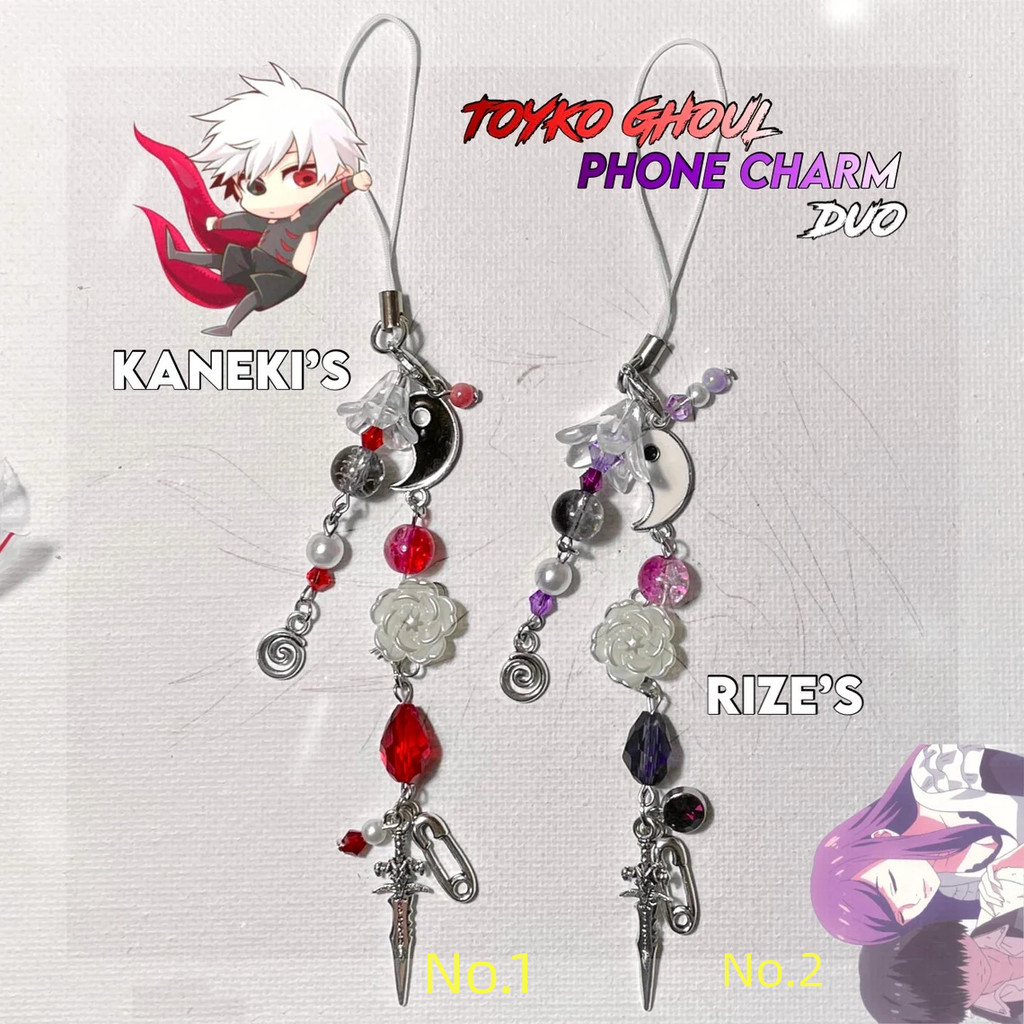 tokyo ghoul rize and kaneki phone charm set of 2